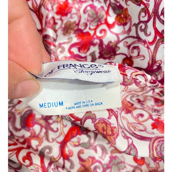 Lilly of France Union Made Sleep Wear Slip Flower Print USA made Red Multicolor - Picture 6 of 8